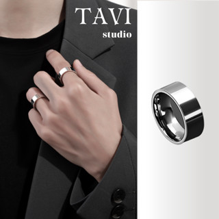Nhẫn Nam Plain Ring Nhẫn Trơn Bản To 8mm Bằng Thép Titan Màu Bạc Thời Trang Tavi Studio Cao Cấp