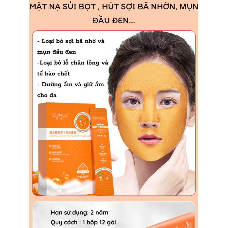MẶT NẠ SỦI BỌT CÀ RỐT THẢI BỤI BẨN DETOX SẠCH SÁNG DA CARROT BUBBLE CLEANSING