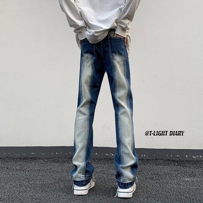 (Order)Quần jean Unisex phong cách Mỹ Retro High Street Tide , quần ống rộng ống đứng