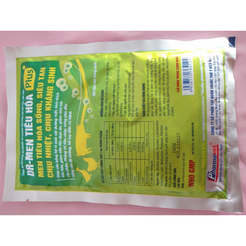 Men tiêu hoá Plus - siêu tan, chịu nhiệt, chịu kháng sjinh gói 1kg chứa 5 gói x200g