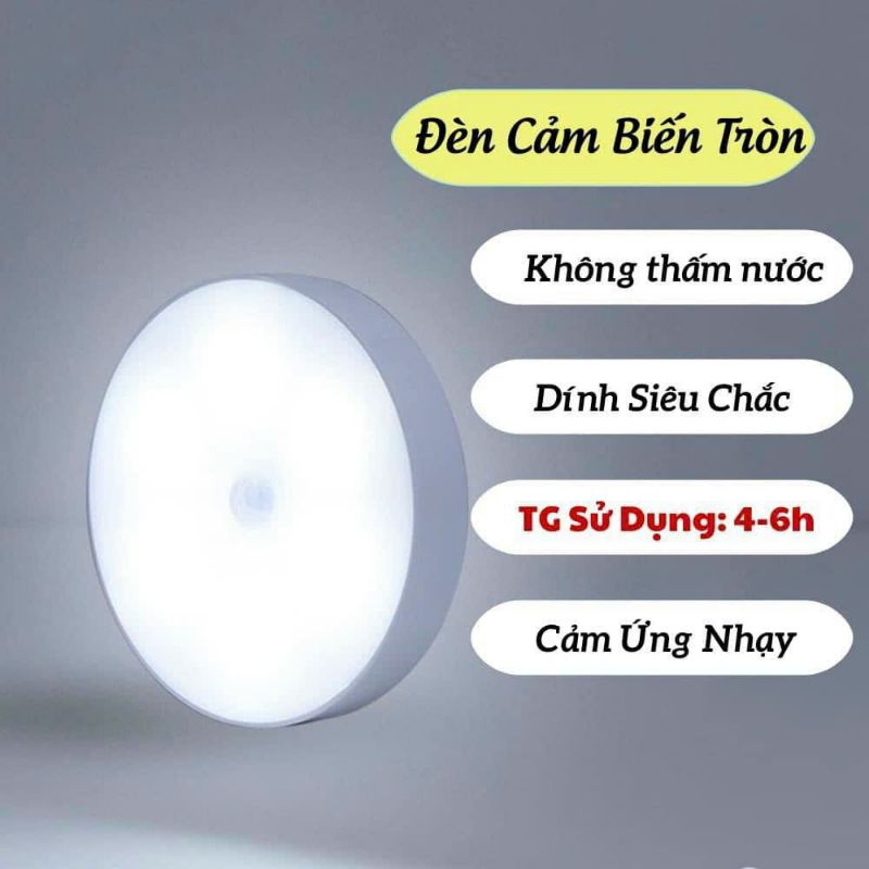 Đèn Cảm Biến, Đèn Led Tròn Cảm Ứng Chuyển Động Dán Tường Sạc USB