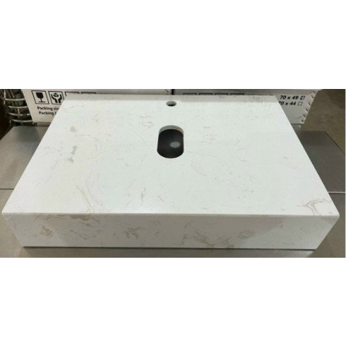 Bàn đá hộp 70x47 đặt lavabo kèm giá đỡ treo tường