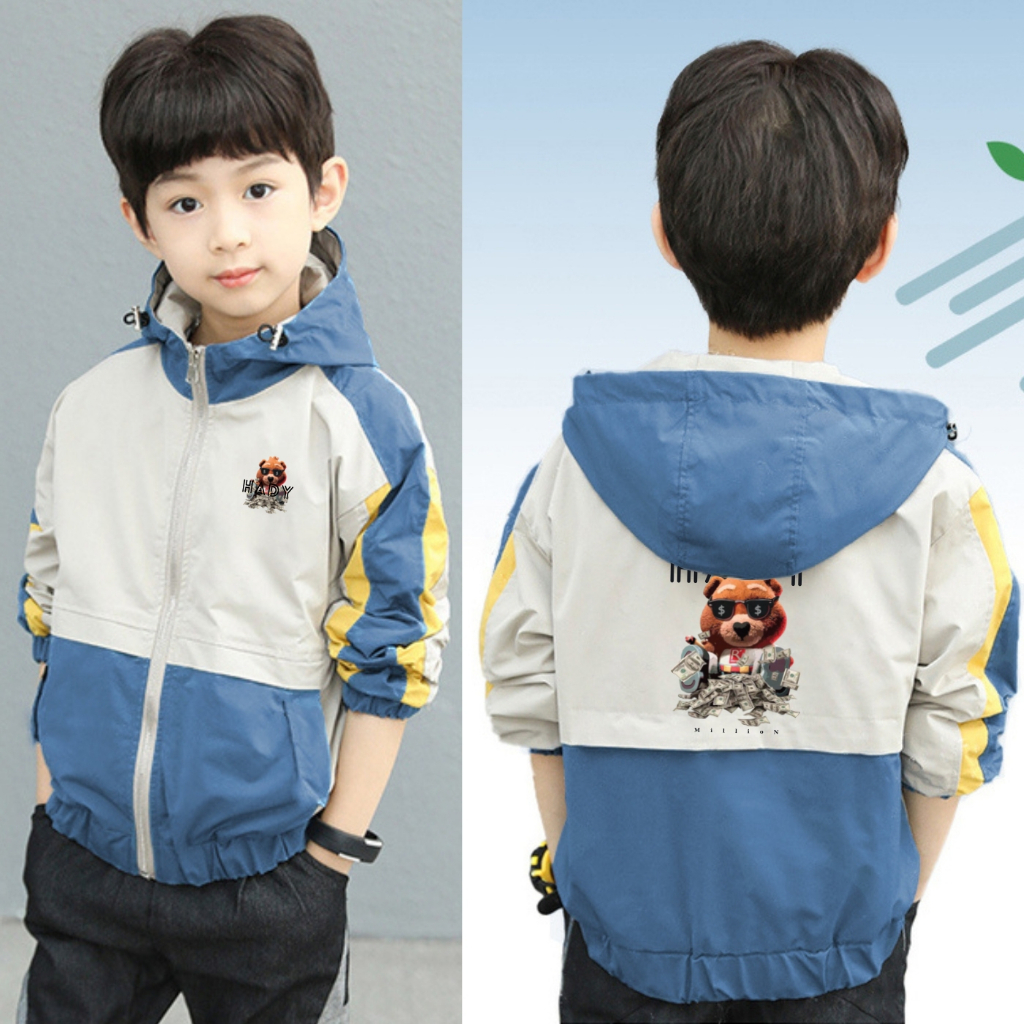 Áo khoác trẻ em dù 2 lớp chống nắng chống gió bé trai bé gái size đại 13 38kg 0371
