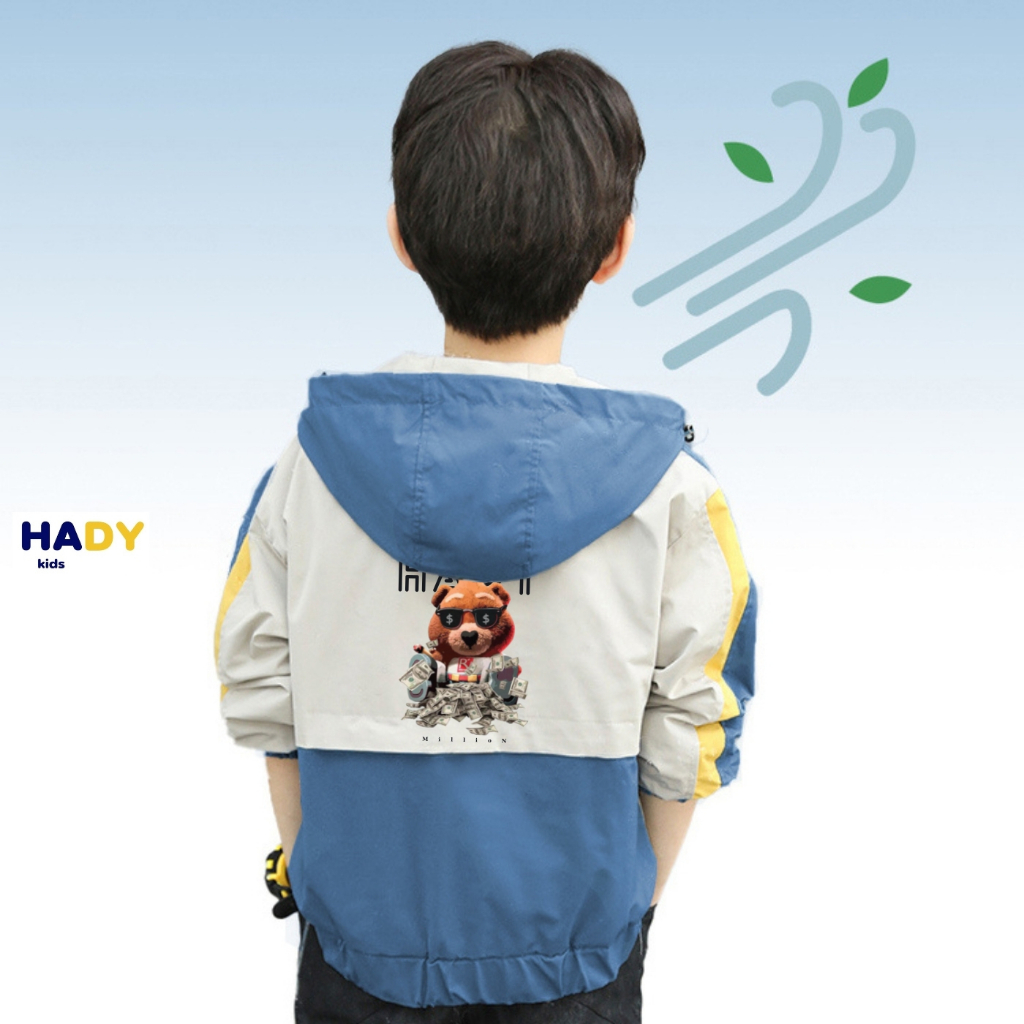 Áo khoác trẻ em dù 2 lớp chống nắng chống gió bé trai bé gái size đại 13 38kg 0371
