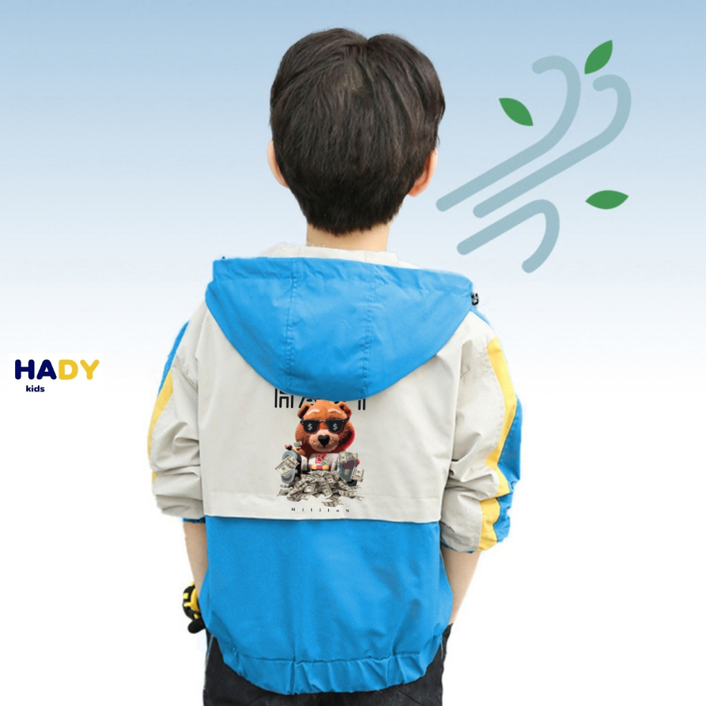 Áo khoác trẻ em dù 2 lớp chống nắng chống gió bé trai bé gái size đại 13 38kg 0371