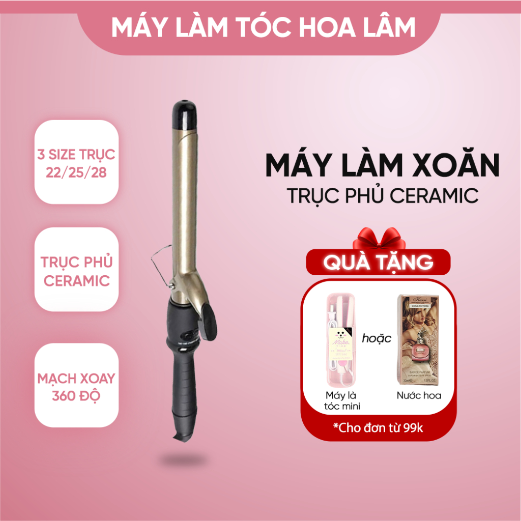 Máy làm tóc xoăn, Máy uốn xoăn lọn to, Máy làm xoăn sóng, làm xoăn nhanh; máy cao cấp tặng kèm máy là mini