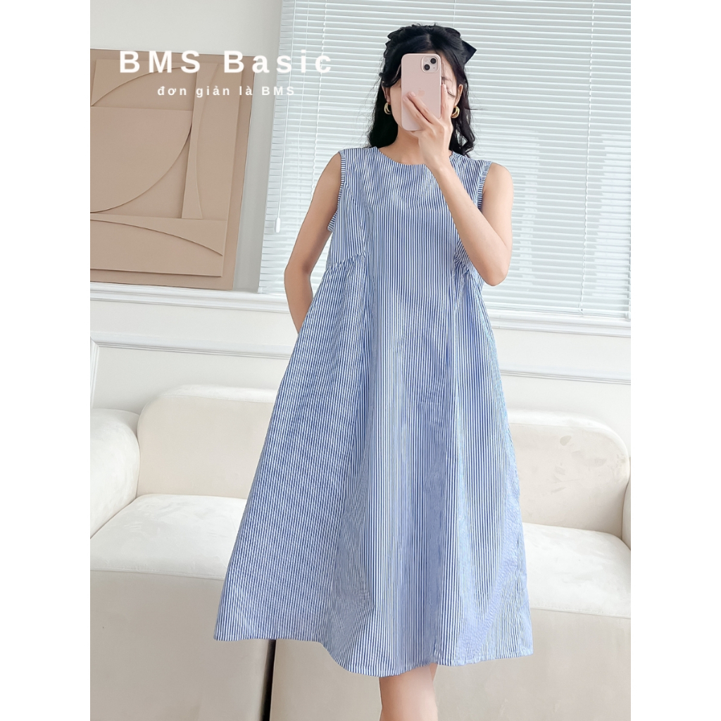 Đầm chữ A suông bigsize có túi dưới 70kg, giấu bụng rất tốt, bầu bon chen thoải mái[Hình chụp thật bởi BMS Basic]