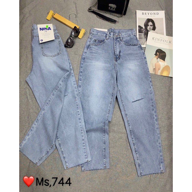 Quần jeans nữ Shynstores , quần baggy bò lưng cao vải dày đẹp freeship