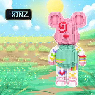 Mô hình lego gấu bearbrick lắp ráp 38cm XINZ đồ chơi xếp hình lắp ráp hình thỏ bear dễ thương