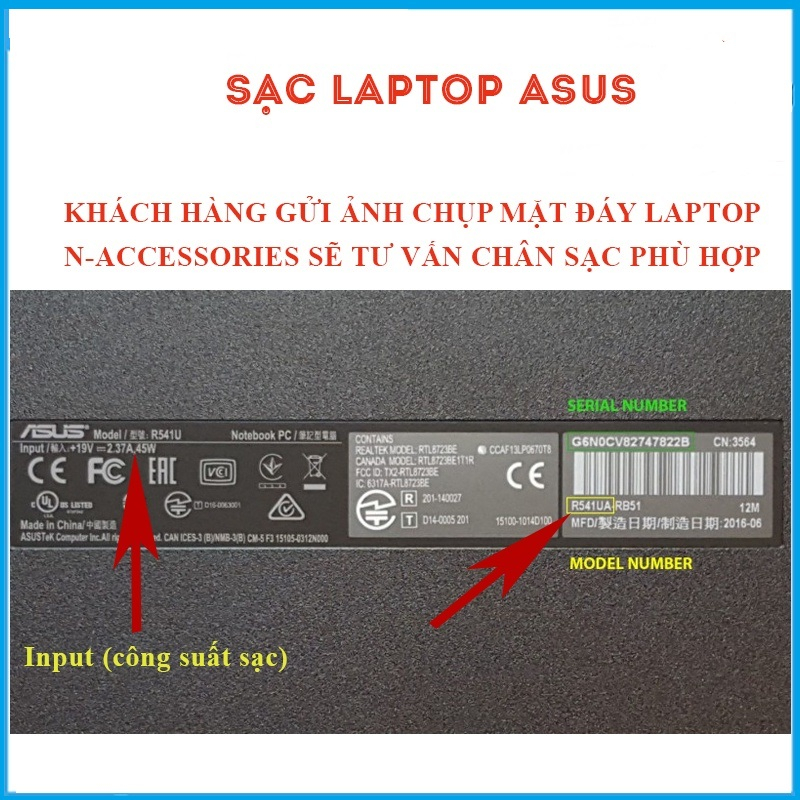 Sạc Laptop Asus 19v 2.37a 45w / 19v-3.42A 65w - Sạc Asus vivobook chân nhỏ ,chân to 19v 1.75a 45w
