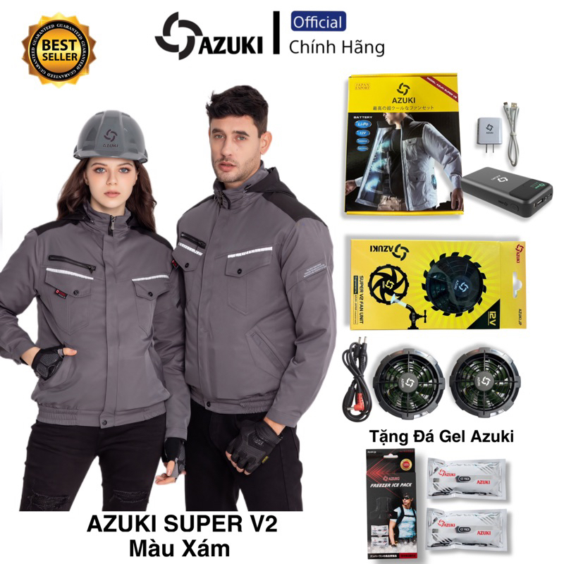 Áo Gắn Quạt AZUKI Mã AZUKI SUPER V2-S 2023, Pin 24000mah, Quạt 12V 