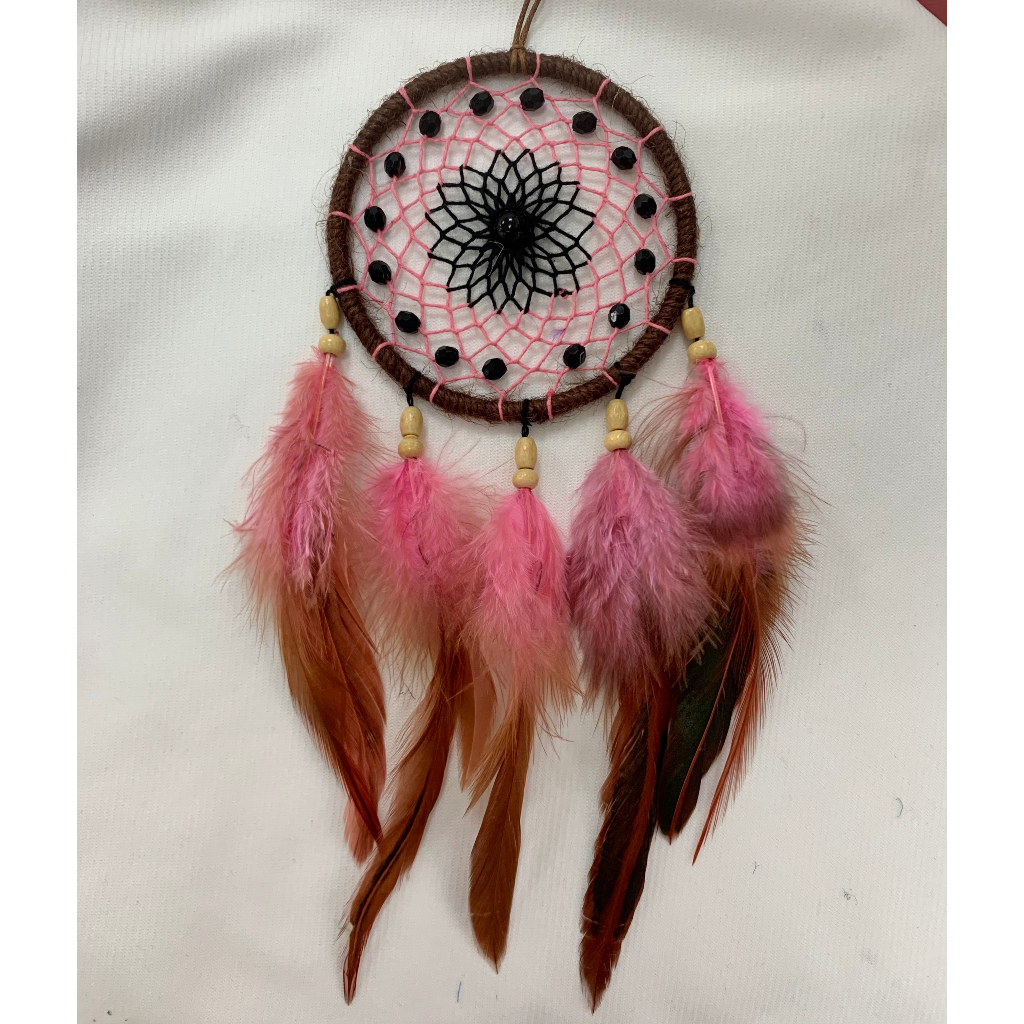 Vòng dreamcatcher đính lông vũ treo xe ô tô, balo