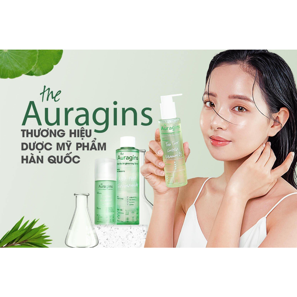 Sữa rửa mặt dạng gel cho da dầu mụn The Auragins 150ml Oil Balancing Gel Cleanser làm sạch sâu dịu nhẹ