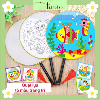 Quạt vải quạt lụa tự tô màu trang trí phong cách cổ trang