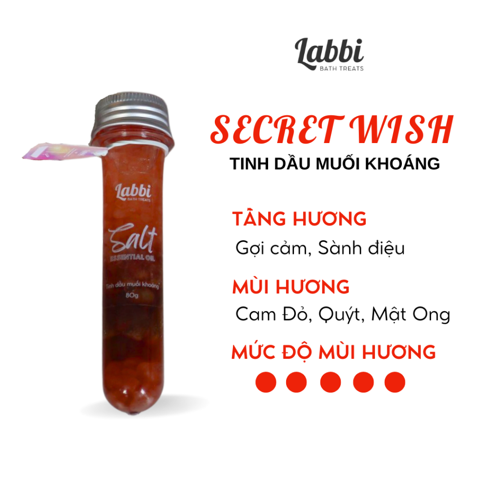 Tinh dầu muối khoáng dưỡng da ngâm bồn SECRET WISH [Labbi] Salt Essential Oil