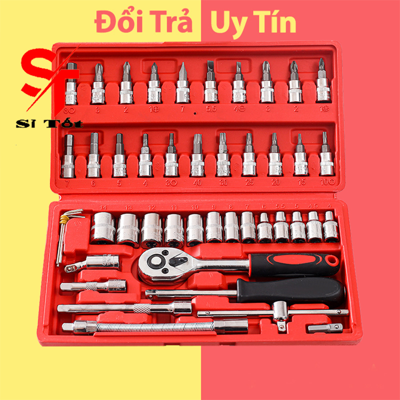 Bộ Dụng Cụ Mở Bu Lông Ốc Vít 46 Chi Tiết Chất Liệu Thép Chống Gỉ Chất Lượng Cao, Sửa Chữa Ô Tô Xe Máy Đa Năng