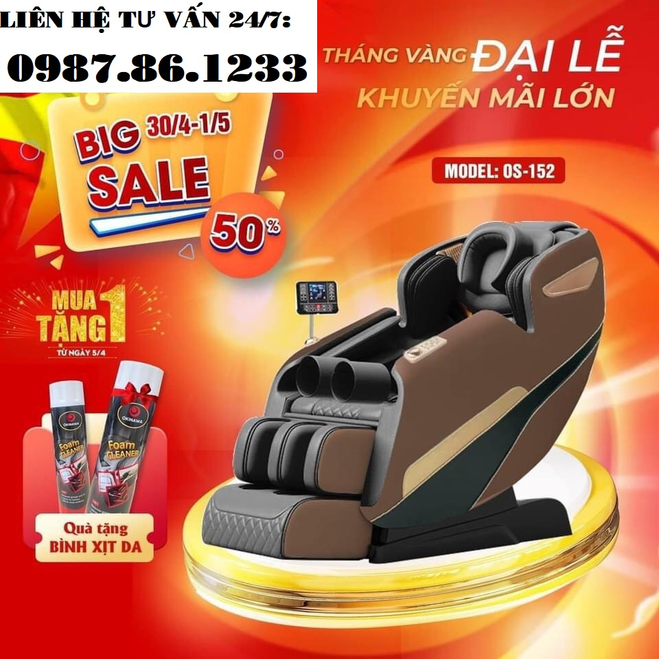 { SALE50% + TẶNG QUÀ + FREESHIP} Ghế Massage Toàn Thân Nhật Bản Okinawa OS 152, Massage 3D công nghệ hiện đại