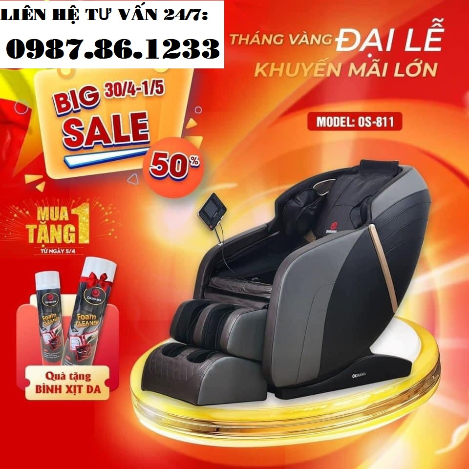 {SALE 50% + TẶNG QUÀ + FREESHIP} Ghế Massage Toàn Thân Nhật Bản Okinawa OS 811, Công nghệ 4D, Bi lăn di chuyển