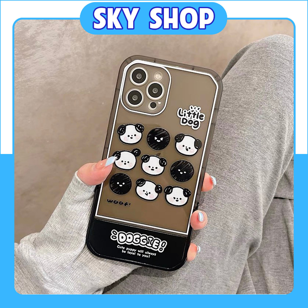 Ốp Lưng Iphone Cạnh Vuông Chống Lưng Kệ Điện Thoại Hình Dạng Ghế Little Dog 7plus/8plus/x/xs/xsmax/11/12/13/14/pro/max