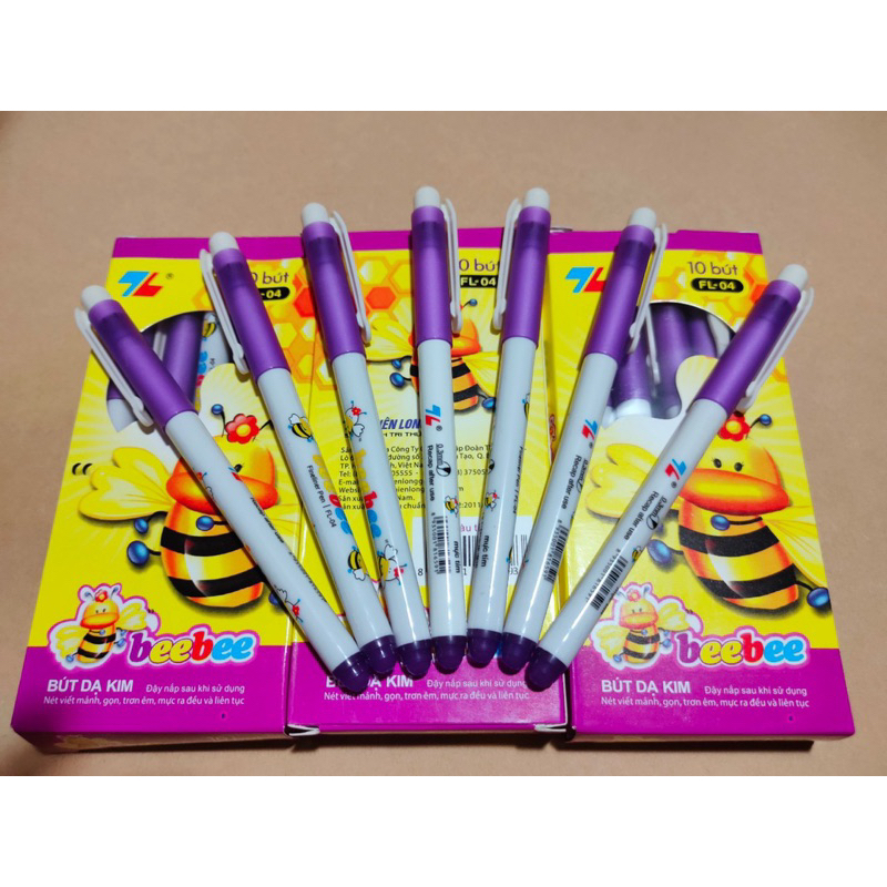 Hộp 10 bút dạ kim bee bee màu tím FL 04