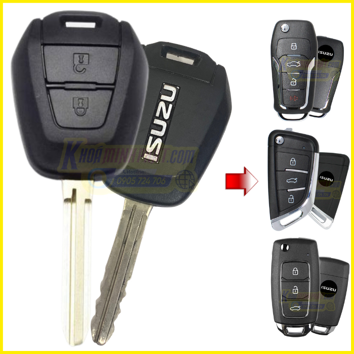 Làm chìa khoá độ gập xe Isuzu Dmax, Mux mẫu V14