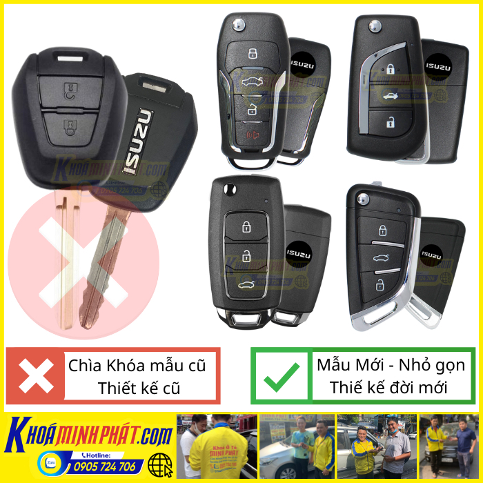 Làm chìa khoá độ gập xe Isuzu Dmax, Mux mẫu V14