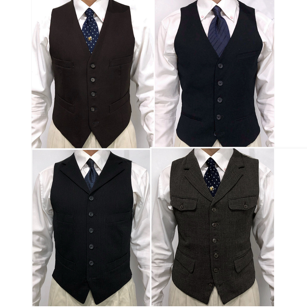 Áo gile vest họa tiết cho nam màu sáng / áo ghilê vintage hàng secondhand