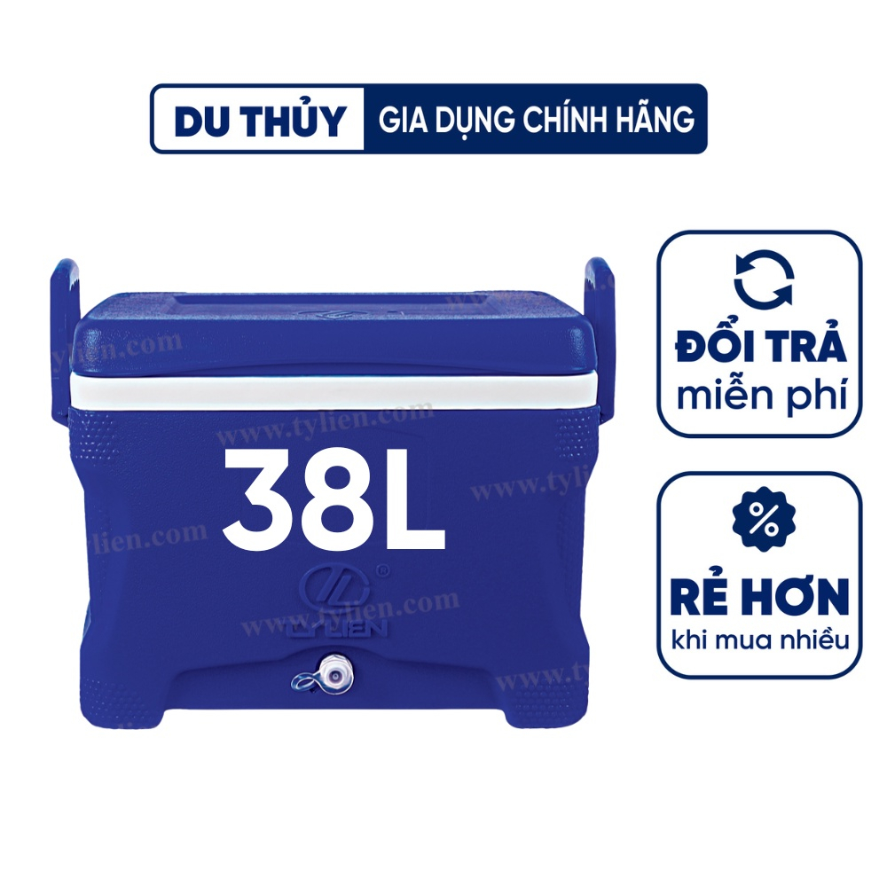 Thùng đá giữ lạnh Tý Liên 38L Happy Cooler giữ lạnh tốt đến 36h, nhựa chính phẩm, cứng cáp - THÙNG ĐÁ VUÔNG 38L TÝ LIÊN