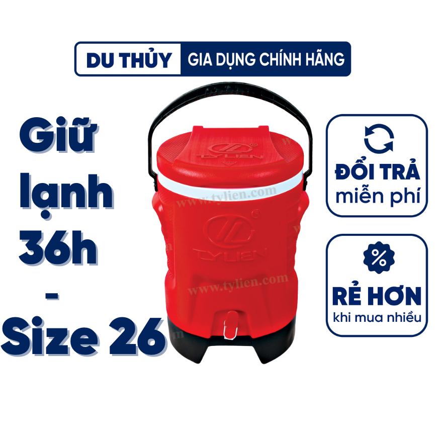 Thùng đá giữ nhiệt có vòi dung tích ngoài 16L-20L-26L giữ lạnh 36h supercool Tý Liên