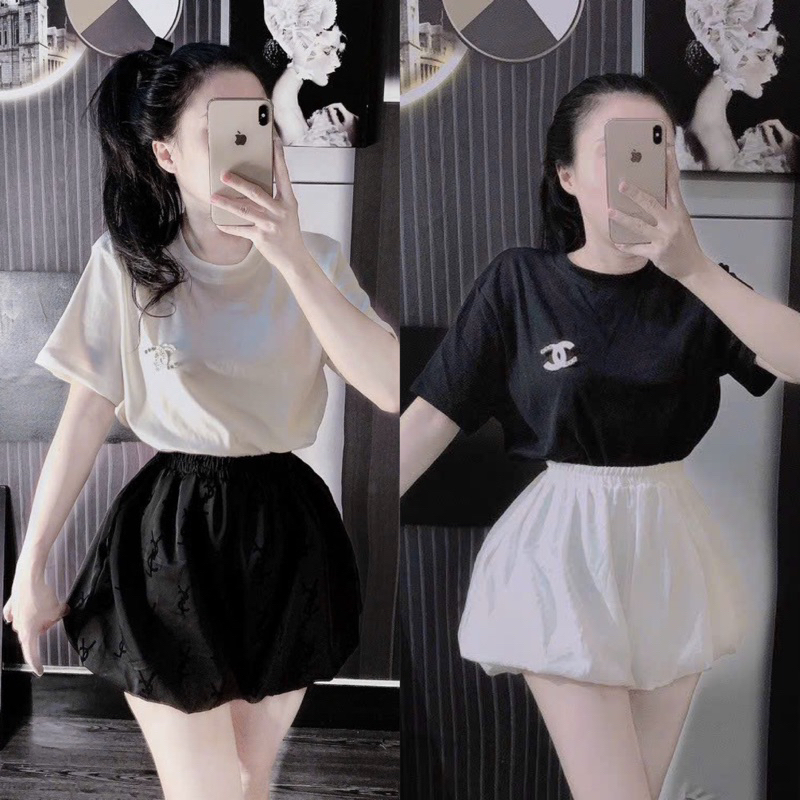 Set Bộ Áo Thun tàu Quần Bí Satin Nhung Fom đỉnh sịn hàng loại 1