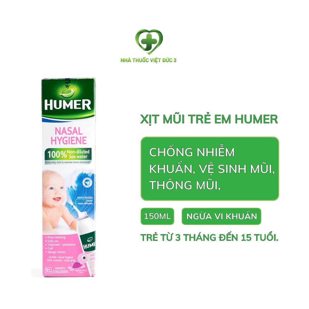 Xịt mũi trẻ em Humer hằng ngày phòng ngừa sổ mũi, ngạt mũi, viêm mũi 150ml
