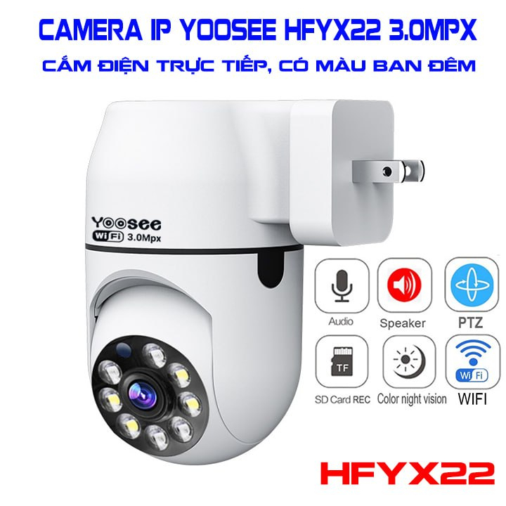 Camera YOOSEE Tích hợp chui cấm điện 1080p,quay đêm có màu, đàm thoại 2 chiều BẢO HÀNH 1 NĂM