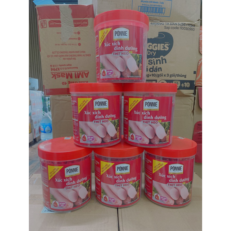 Xúc Xích dinh dưỡng Ponnie thịt heo ( 1 hôp 50 cái)