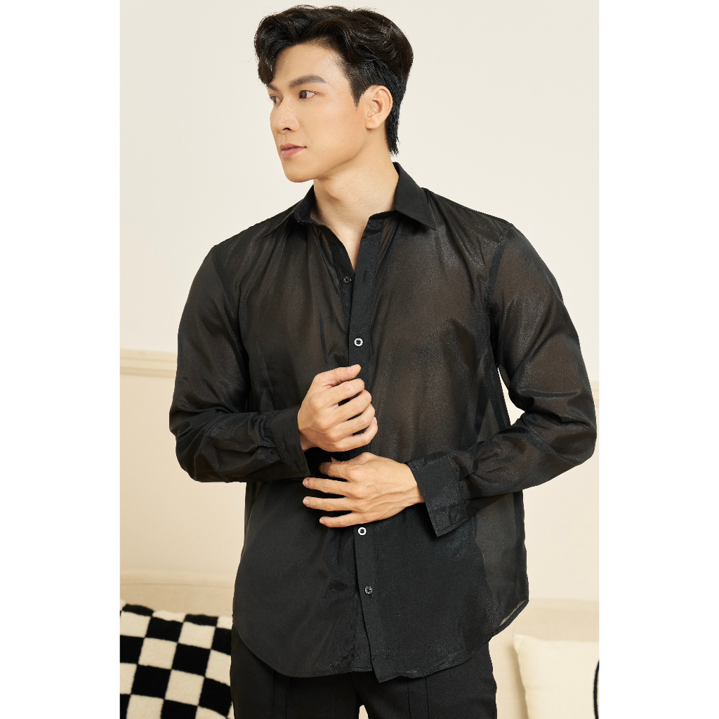 Áo Sơ Mi Nam Dài Tay Màu Đen/Trắng/Đỏ Vải Tơ Ánh Kim Cao Cấp Thương Hiệu Mr Twins