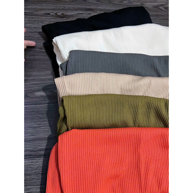 Đầm Xuông Tay Ngắn Chất Gân Tăm Lạnh Cổ Tròn