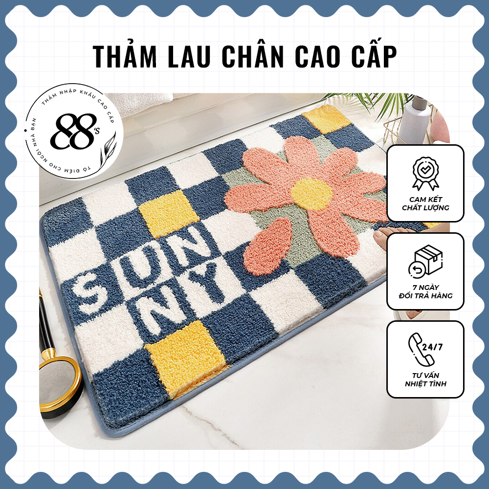 Thảm lau chân trang trí phòng cửa ra vào chống trơn trượt, thảm chùi chân chống thấm nước mềm mịn 88s Decor
