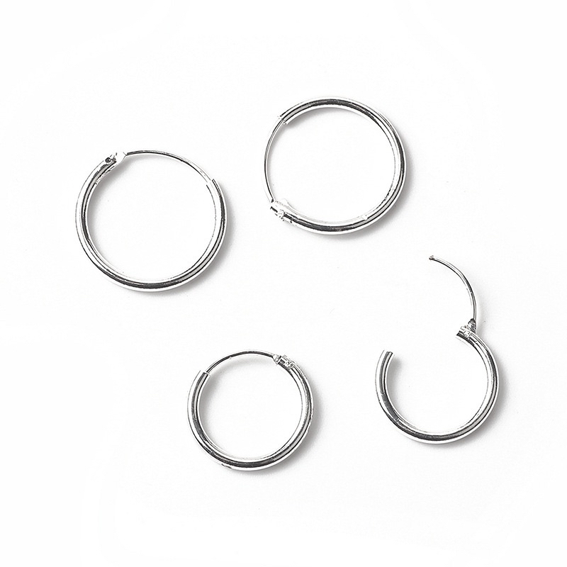 Khuyên tai Tròn Mảnh Trơn Unisex Bằng Thép Y Tế Không Rỉ An Toàn