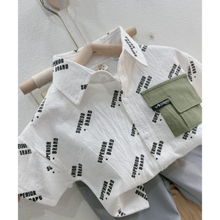 Set sơ mi chữ super bé trai