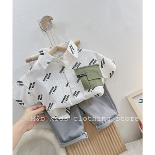 Set sơ mi chữ super bé trai