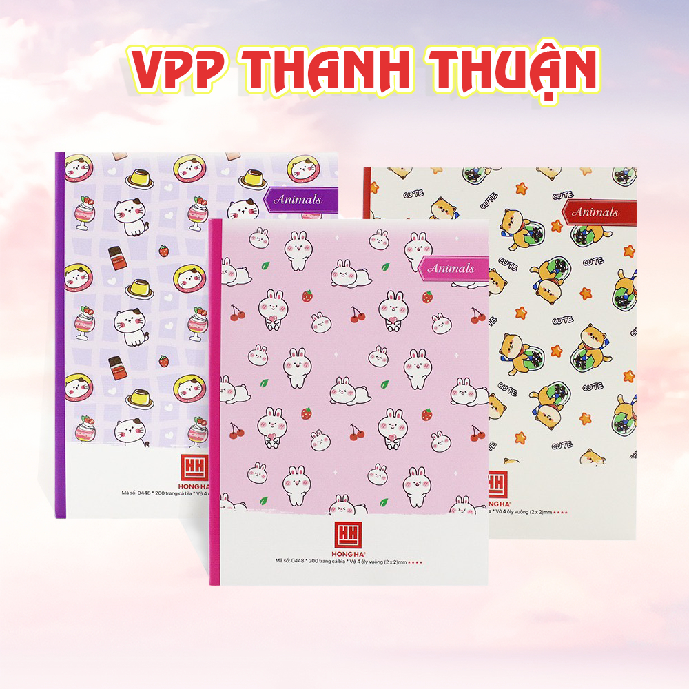 Combo 5 quyển vở 4 ô ly Hồng Hà Class Animals 200 trang giấy dày 0448.