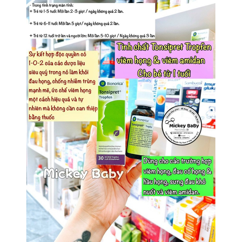 Tinh chất Tonsipret Tropfen  viêm họng &amp; viêm amidan cho bé từ 1 tuổi (30ml)