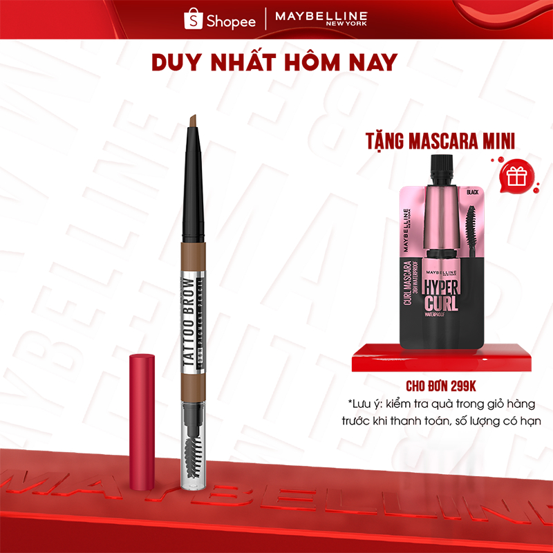 Chì Kẻ Mày 36H Lâu Trôi, Kháng Nước, Dễ Kẻ, Chuẩn Màu Tattoo Brow Maybelline New York Pigmented Pencil 0.25g