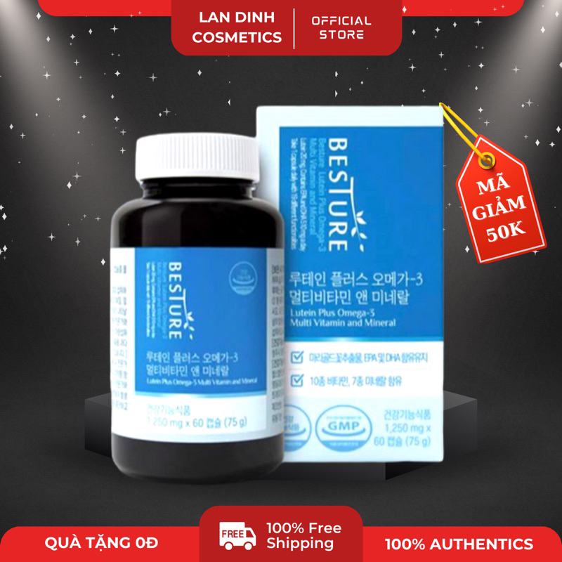 Bổ mắt sáng mắt cao cấp Besture Lutein Plus Omega3 Multi Vitamin and Mineral lọ 60 viên
