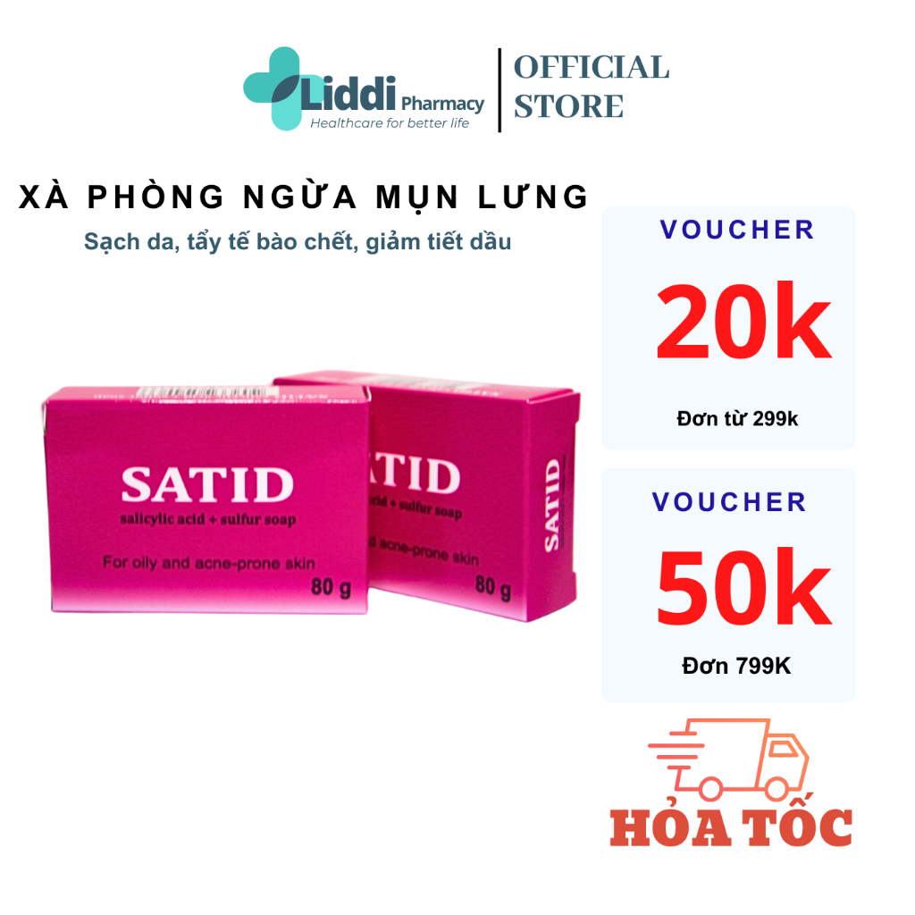 Xà phòng ngừa mụn lưng Satid giảm thâm giảm viêm nang lông hiệu quả