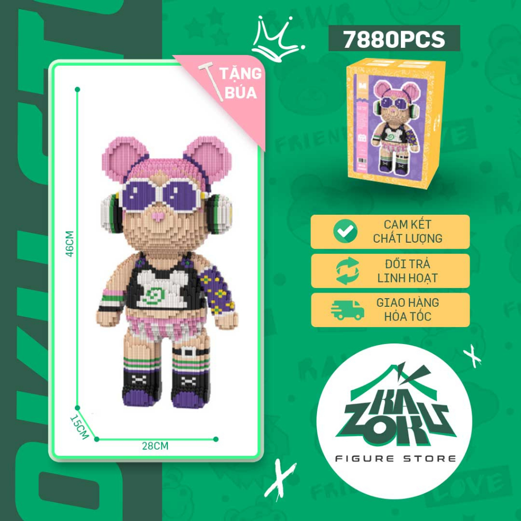 Mô hình lắp ráp gấu bearbrick cỡ lớn 46cm fullbox