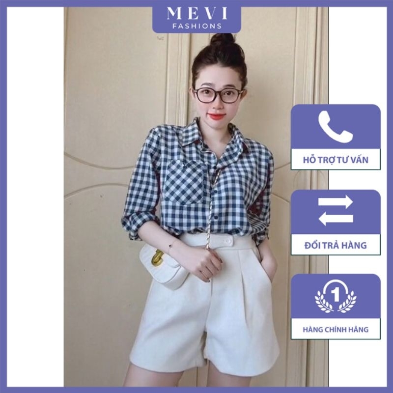 Áo sơ mi nữ kẻ caro thiết kế đẹp, cá tính, xinh xắn MEVI_A7237