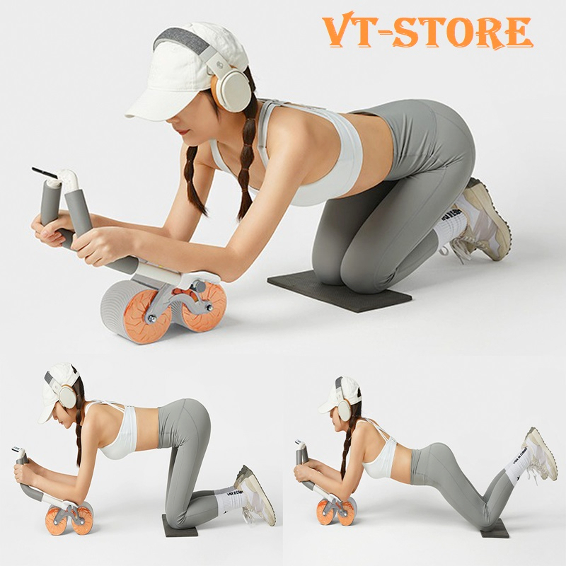 Con lăn trợ lực tập bụng tại nhà thế hệ mới 2 bánh thiết kế mới có chỗ để tay tiện dụng, dụng cụ máy lăng tập cơ bụng