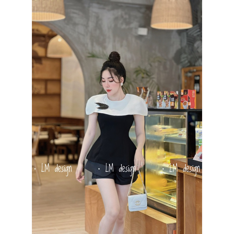 ÁO KIỂU PEPLUM VAI CHỜM TRẮNG LỊCH SỰ SANG CHẢNH CHẤT ĐẸP MS18285