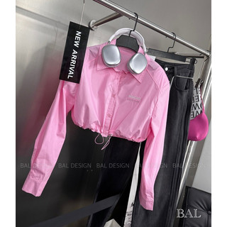 (Có sẵn) Áo sơ mi croptop dài tay rút eo