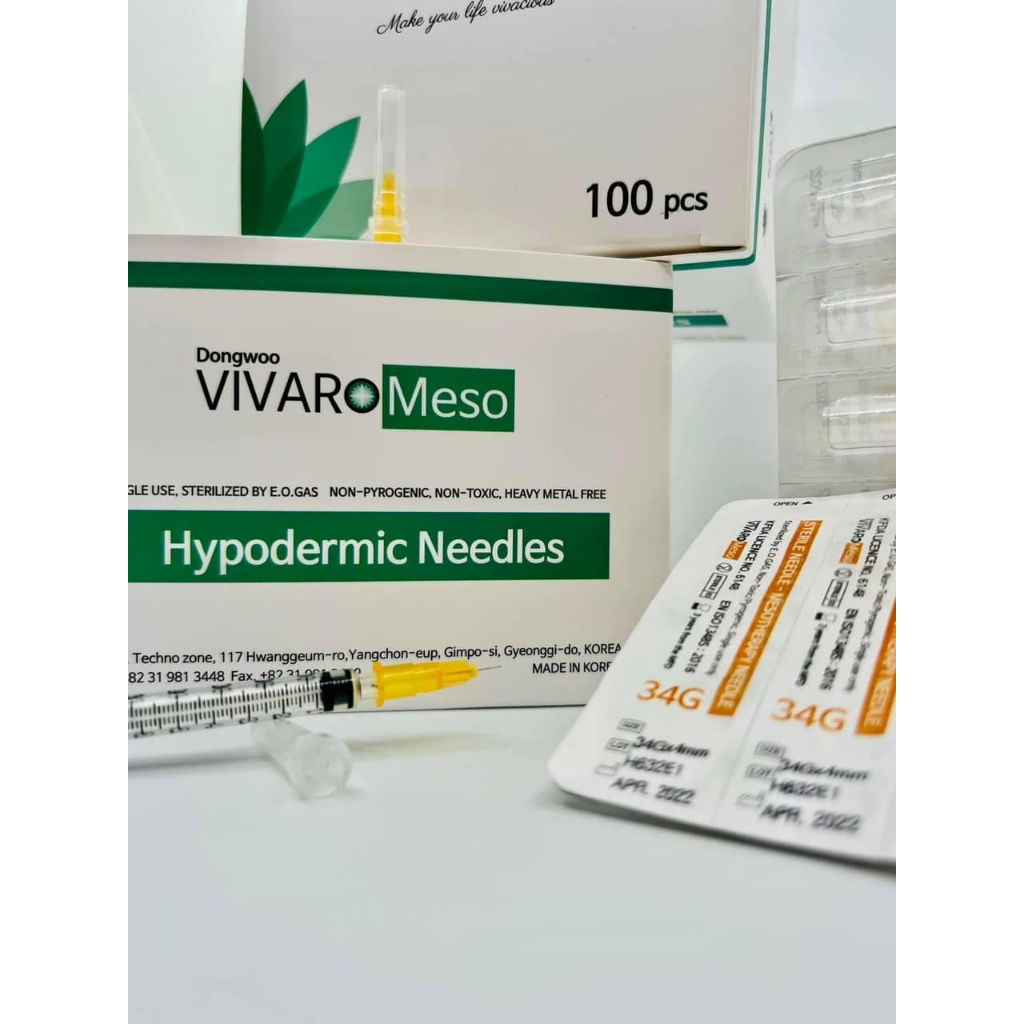 50 đầu kim meso 34G 4mm Hàn Quốc, tiêm meso căng bóng